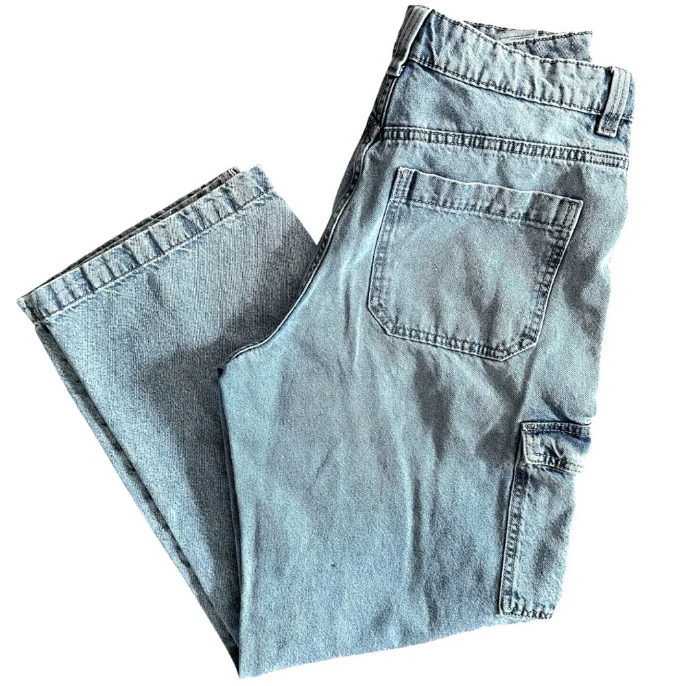 H&M Divided Cargo Jeans Mid Rise Straight Leg Utility Denim Size 6 - Picture 12 of 12